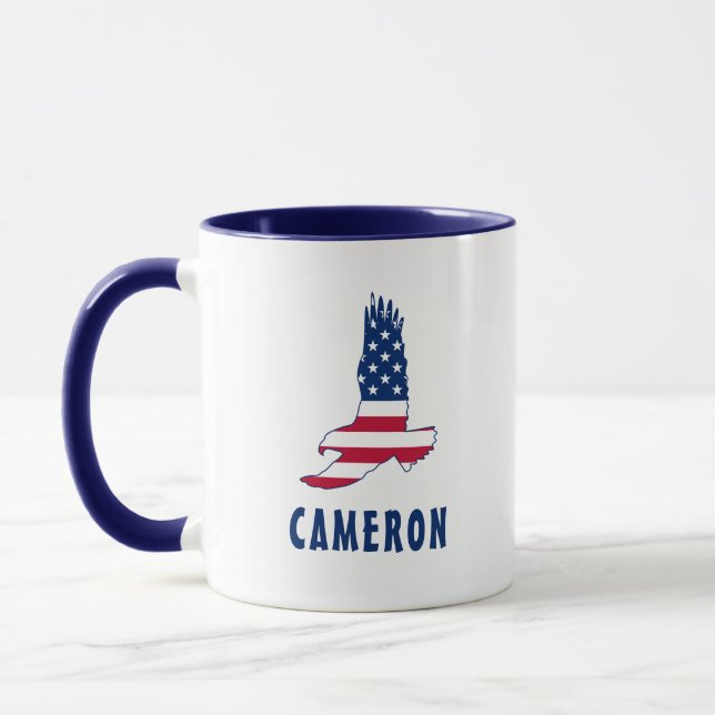 4. Juli Name USA Flag American Eagle America Tasse (Links)