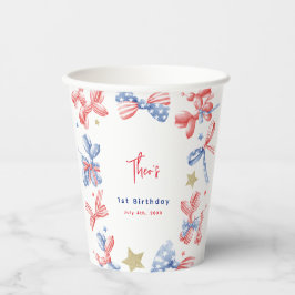 4. Juli Niedlich Balloon Bow 1. Geburtstag Party Pappbecher