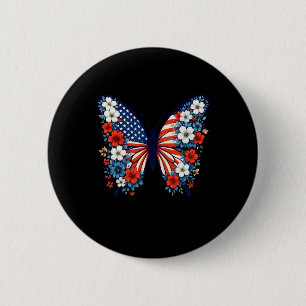 4. Juli Niedlich Butterfly Blume Red White Blue U Button