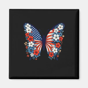 4. Juli Niedlich Butterfly Blume Red White Blue U Magnet