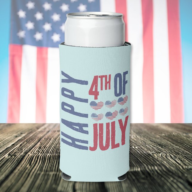 4. Juli Niedlich Patriotic USA Flag Selters Dosenkühler (4th Of July Cute Patriotic USA American Flag Seltzer Can Cooler)