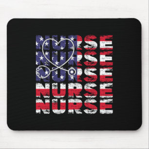 4. Juli Nurse American Flag Nursing Usa Patrio Mousepad