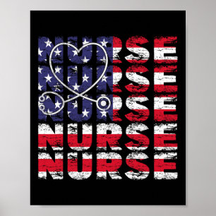 4. Juli Nurse American Flag Nursing Usa Patrio Poster