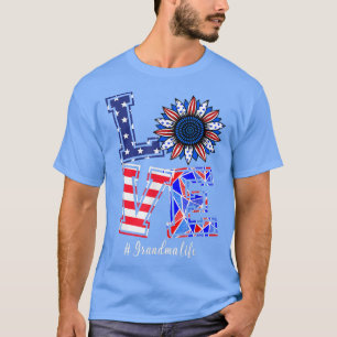 4. Juli Oma Leben Liebe Sonnenblume Amerikanisches T-Shirt