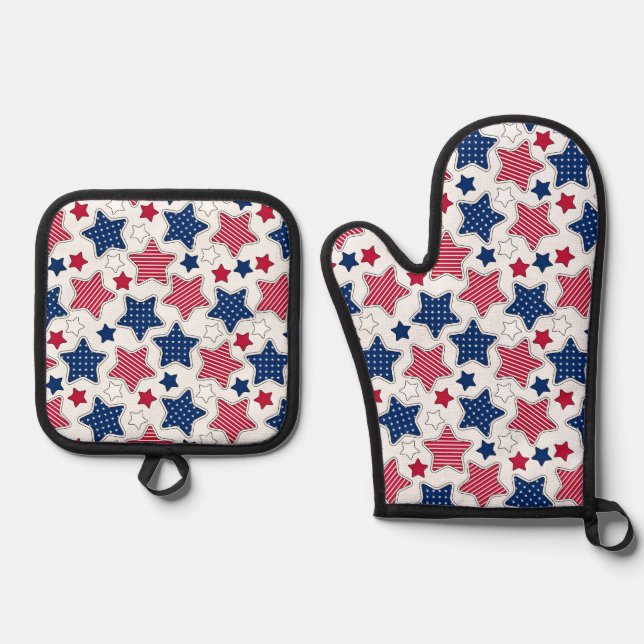 4. Juli Oven Mitt Set (Vorderseite)