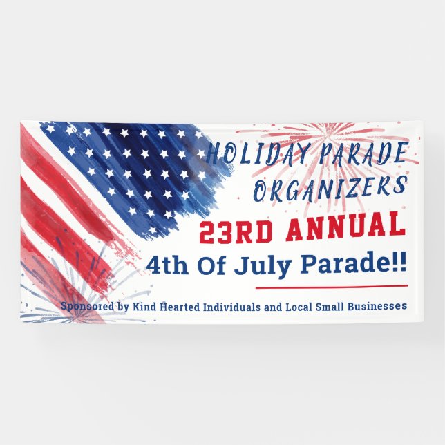 4. Juli Parade Red White Company Sommer Banner (Horizontal)