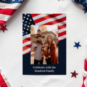 4. Juli Party American Flag mit Family Foto Einladung