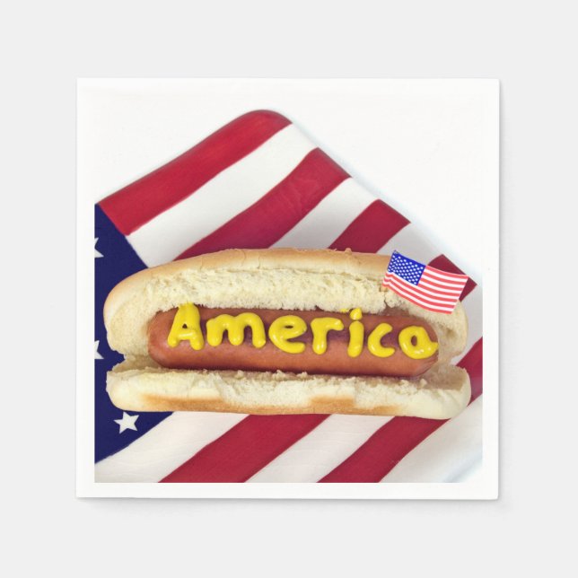 4. Juli Party American Hot Dog Serviette (Vorderseite)