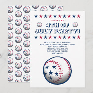 4. Juli Party Baseball Einladung