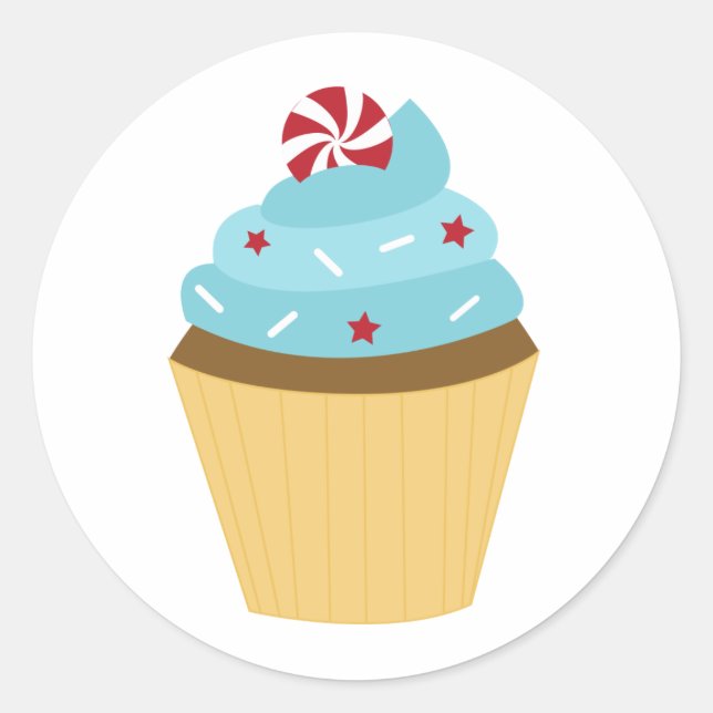 4. Juli Party Cupcake Runder Aufkleber (Vorderseite)