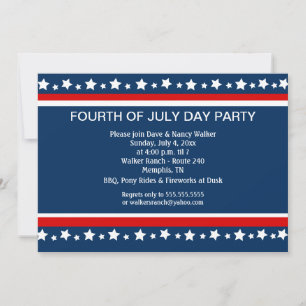 4. Juli Party Einladung für kundenspezifische 12x1