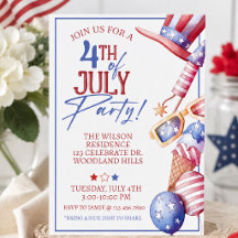 4. Juli-Party-Einladung | Patriotischer Sommer inn