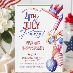 4. Juli-Party-Einladung Patriotischer Sommer inn
