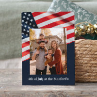 4. Juli Party Family Foto auf amerikanischer Flagg