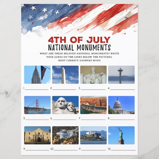 4. Juli Party Game (Vorderseite)