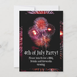 4. Juli Party/GRILLEN Black Bright Fireworks Einladung