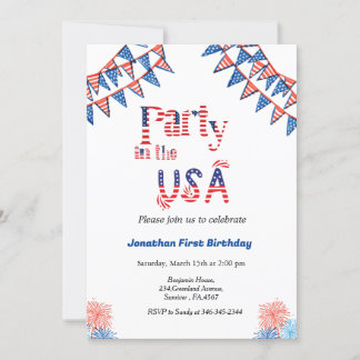 4. Juli Party in den USA rot-blau Einladung