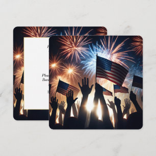 4. Juli Party mit Fahnen und Feuerwerken Einladung