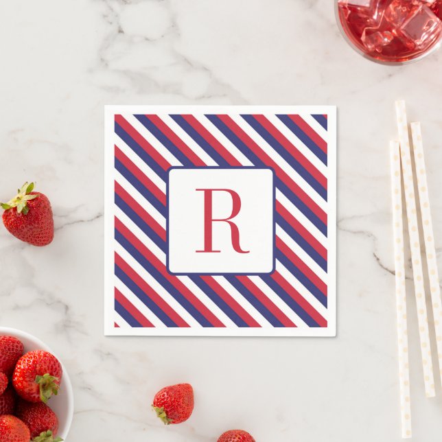 4. Juli Party Monogram Red White and Blue Serviette (Beispiel)