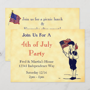 4. Juli-Party Patriotische editierbare Einladungen