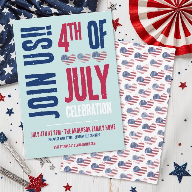 4. Juli Party Red White Blue Patriotic Einladung (4th Of July Party Red White Blue Patriotic Invitation)