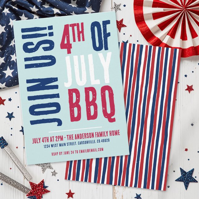 4. Juli Party Red White Blue Patriotic Einladung (4th Of July Party Red White Blue Patriotic Invitation)