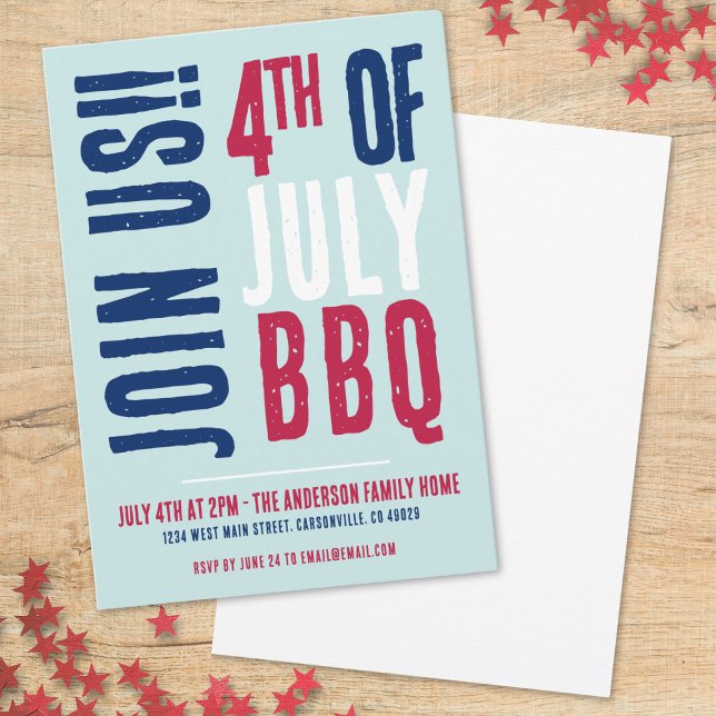 4. Juli Party Red White Blue Patriotic Einladung (4th Of July Party Red White Blue Patriotic Invitation)