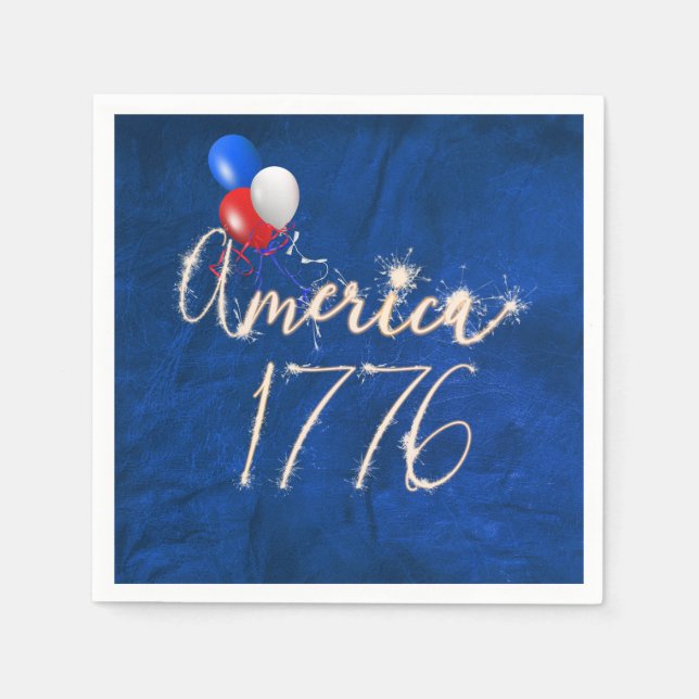 4. Juli Party Sparkler Blue Leather Napkins Serviette (Vorderseite)