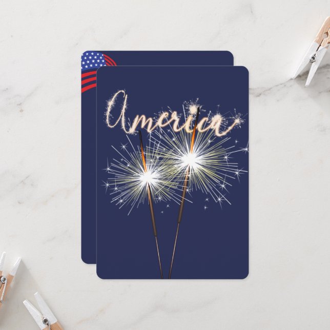 4. Juli Party Sparkler Einladung (Vorderseite/Rückseite Beispiel)