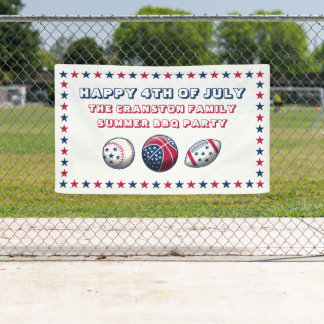4. Juli Party Sportbälle Banner