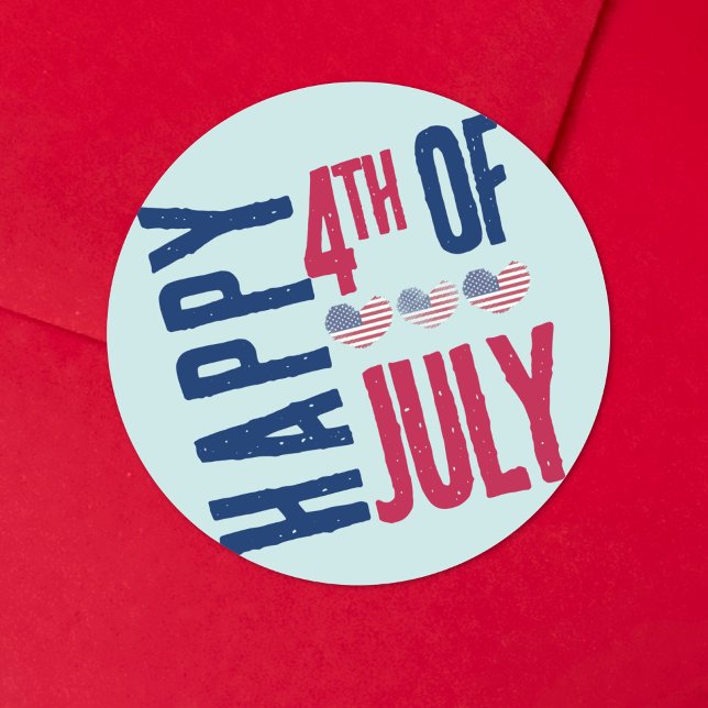 4. Juli Party USA Flag Runder Aufkleber (4th Of July Party USA American Flag Classic Round Sticker )
