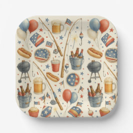 4. Juli Party zum Unabhängigkeitstag für Fischerei Pappteller