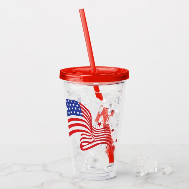 4. Juli Patriotic Acrylic Tumbler Acryltrinkbecher (Vorderseite Ice)