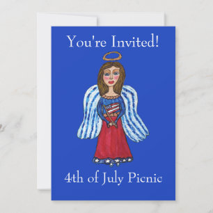 4. Juli Patriotic Angel USA Flag Einladung