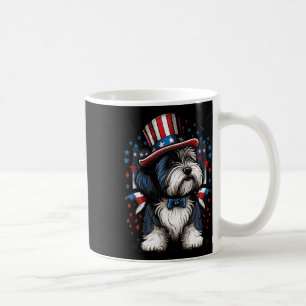 4. Juli Patriotic Barted Collie Dog Us Flag Kaffeetasse