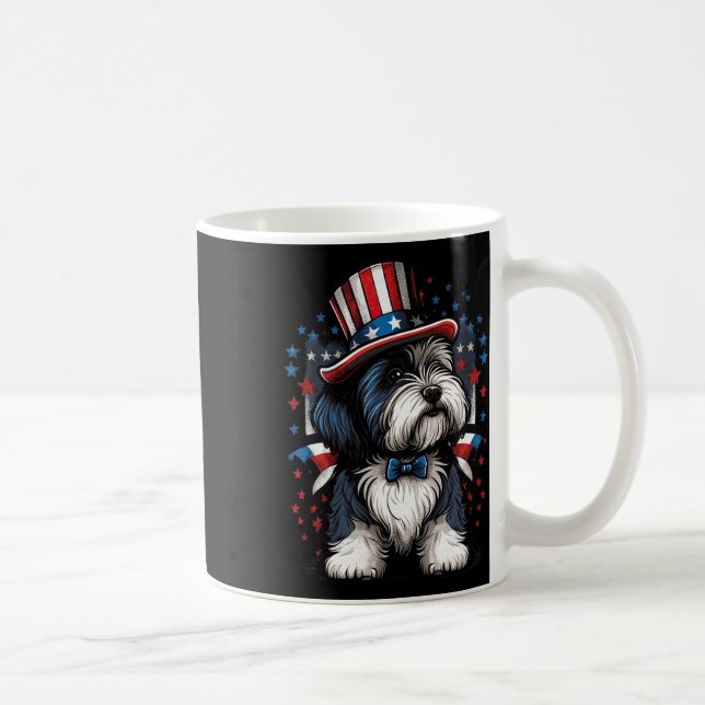 4. Juli Patriotic Barted Collie Dog Us Flag Kaffeetasse (Rechts)