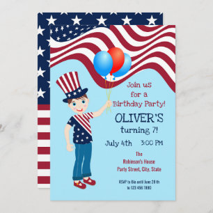 4. Juli Patriotic Boy Birthday Party Einladung