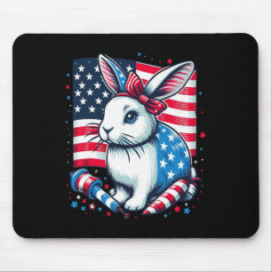 4. Juli Patriotic Bunny US American Flag Rabb Mousepad