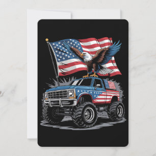 4. Juli Patriotic Eagle Monster Truck American Einladung