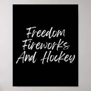 4. Juli Patriotic Freedom Fireworks Hockey Fai Poster
