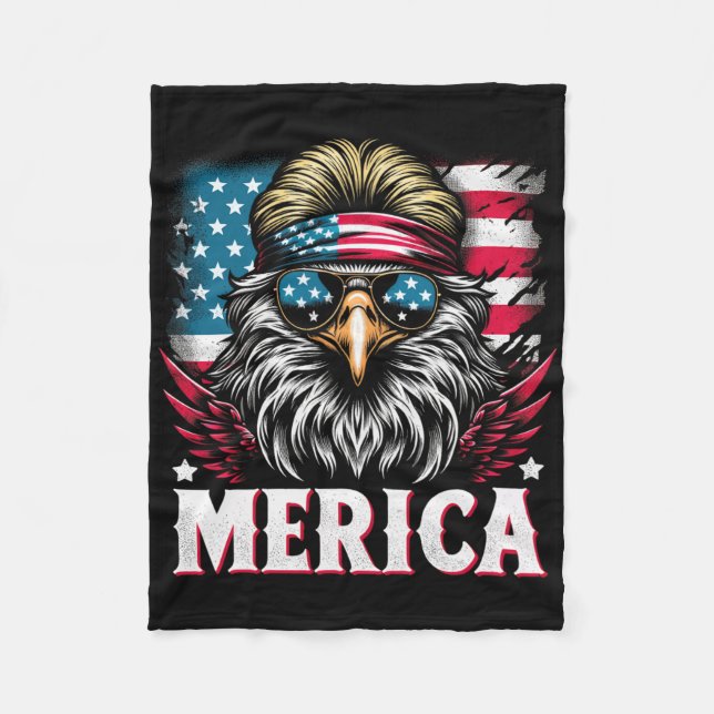 4. Juli Patriotic Funny Eagle 4. Juli USA Mer Fleecedecke (Vorderseite)