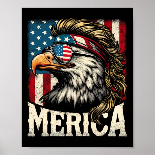 4. Juli Patriotic Funny Eagle 4. Juli USA Mer Poster (Vorne)