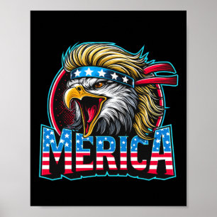4. Juli Patriotic Funny Eagle 4. Juli USA Mer Poster