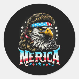 4. Juli Patriotic Funny Eagle 4. Juli USA Mer Runder Aufkleber