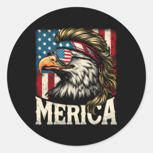 4. Juli Patriotic Funny Eagle 4. Juli USA Mer Runder Aufkleber