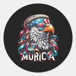 4. Juli Patriotic Funny Eagle 4. Juli USA Mur Runder Aufkleber