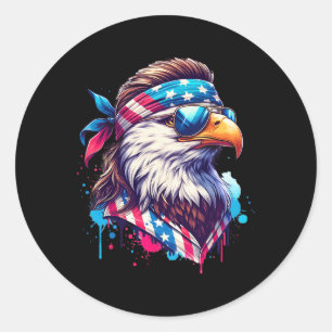 4. Juli Patriotic Funny Eagle 4. Juli USA Mur Runder Aufkleber