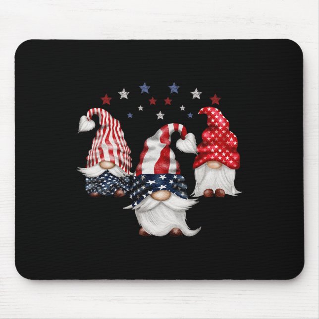 4. Juli Patriotic Gnomes Funny Niedlich American U Mousepad (Vorne)