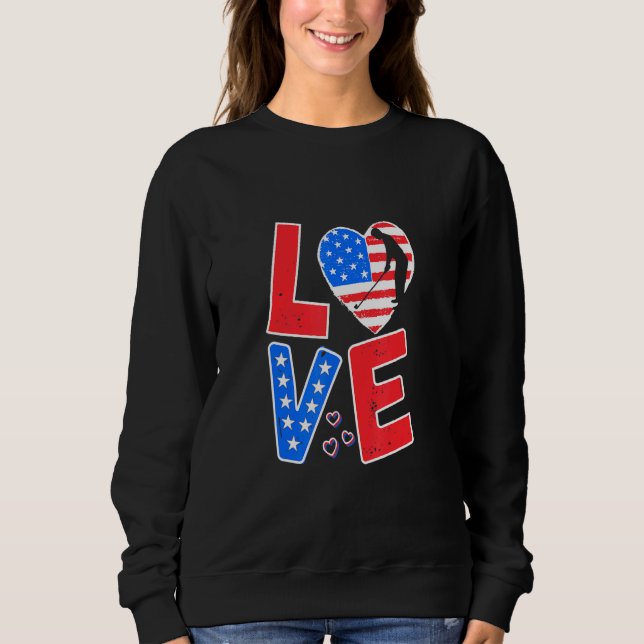 4. Juli Patriotic Golf Liebe USA American Flag Sweatshirt (Vorderseite)