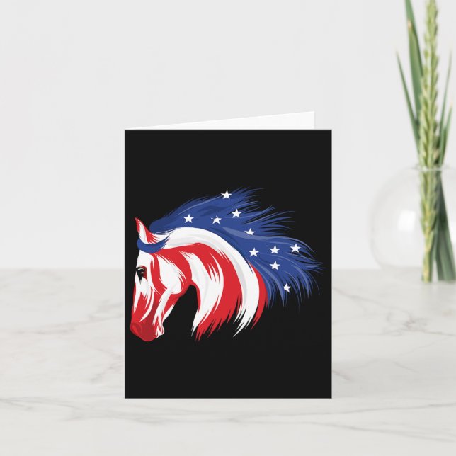 4. Juli Patriotic Horse American Flag Horsebac Karte (Vorderseite)